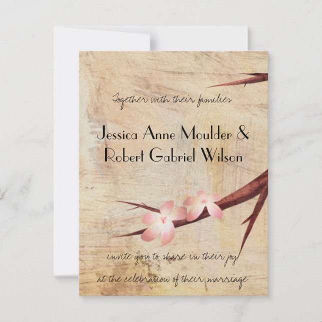 Rustic Cherry Blossom - Wedding Invitation 2 (Front)