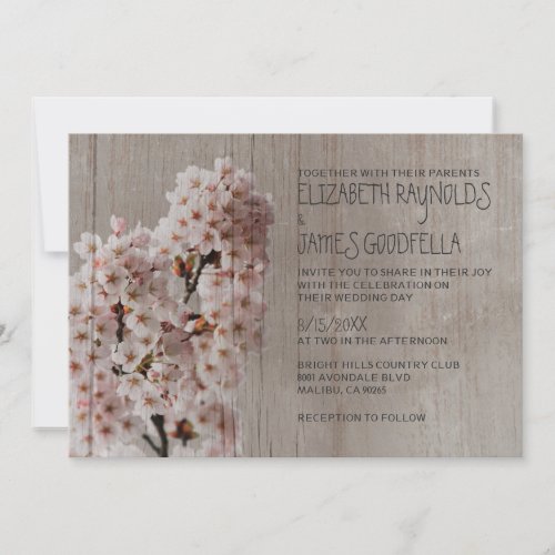 Rustic Cherry Blossom Wedding Invitations