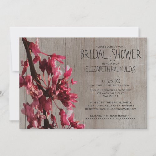 Rustic Cherry Blossoms Bridal Shower Invitations