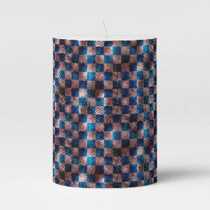 Rustic chess in the form of crossed scratches pillar candle