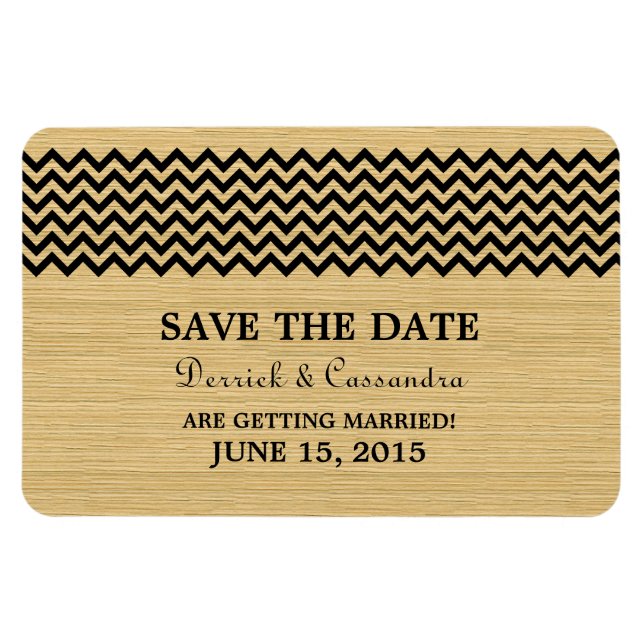 Rustic Chevron Save the Date Magnet, Ebony Magnet (Horizontal)
