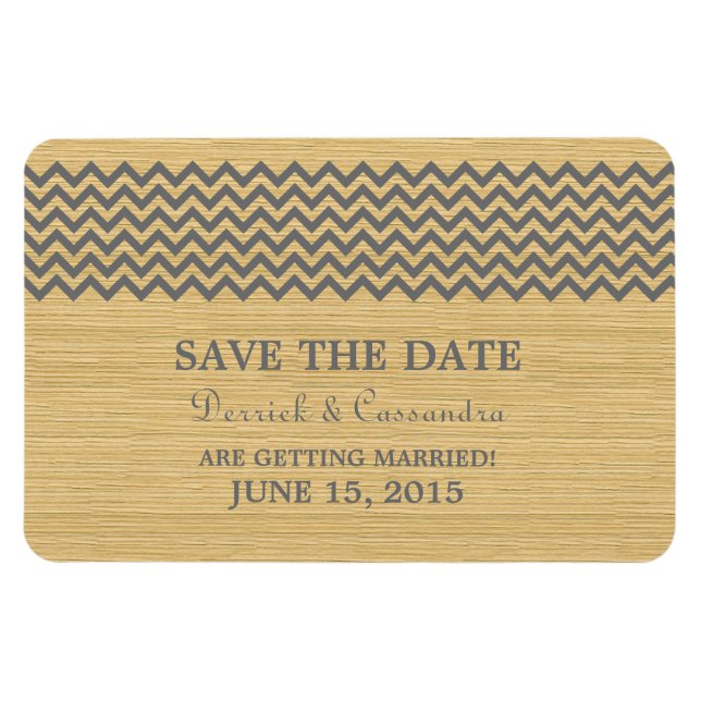Rustic Chevron Save the Date Magnet, Gray Magnet (Horizontal)