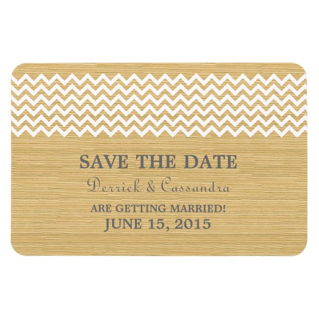 Rustic Chevron Save the Date Magnet, Ivory Magnet (Horizontal)