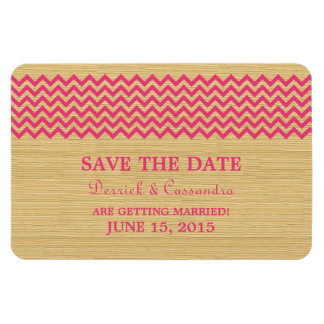 Rustic Chevron Save the Date Magnet, Pink Magnet