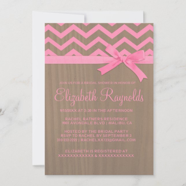Rustic Chevron Zigzag Bridal Shower Invitations (Front)