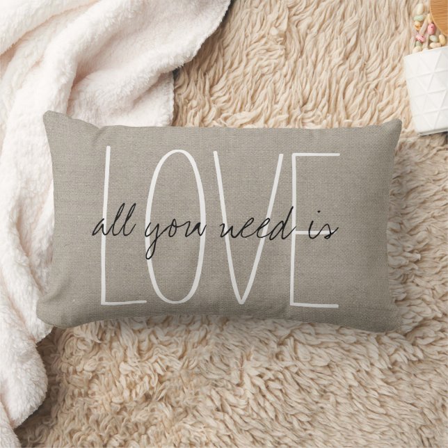 Rustic Chic All You Need is Love Lumbar Pillow (Blanket)