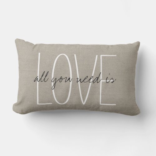 Rustic Chic All You Need is Love Lumbar Pillow