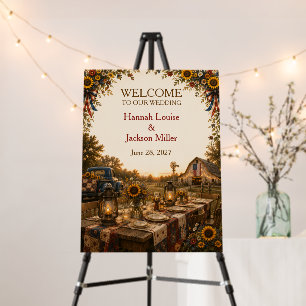 Rustic Chic Americana Barn Wedding with sunflowers Foam Board