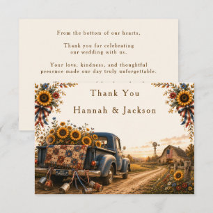 Rustic Chic Americana Barn Wedding with sunflowers RSVP Card