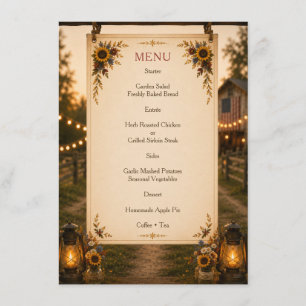 Rustic Chic Americana Sunflower Wedding Menu