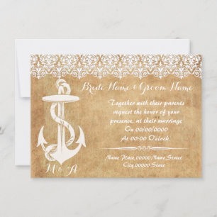 Rustic chic , anchor, WEDDING invitation
