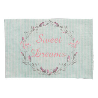 Rustic Chic Aqua Stripes Sweet Dreams Pillowcase