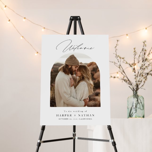 Rustic Chic Arch Photo Wedding Welcome  Foam Board (In Situ (Stand))