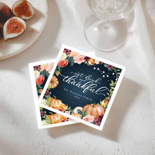 Rustic Chic Autumn Floral Thanksgiving Dinner Napkins (Creator Uploaded)