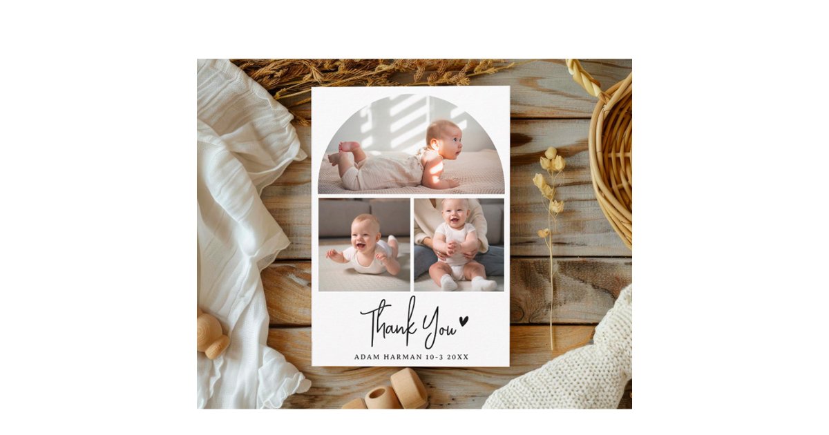 Rustic Chic Baby Shower Thank You Photo Card | Zazzle