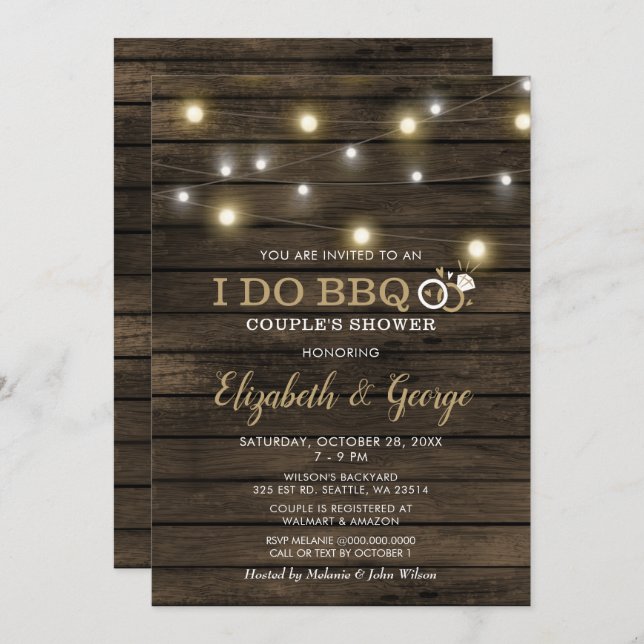 Rustic Chic Barn Wood I Do BBQ Couples Shower Invitation (Front/Back)