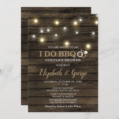 Rustic Chic Barn Wood I Do BBQ Couples Shower Invitation