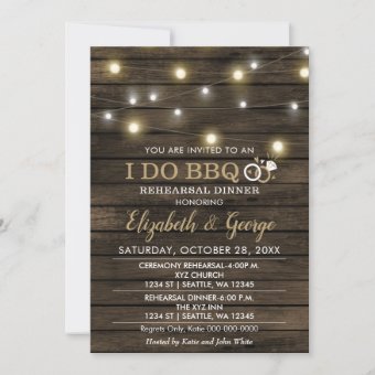 Rustic Chic Barn Wood I Do BBQ Rehearsal Dinner Invitation | Zazzle