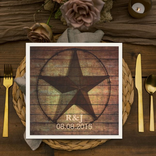 rustic chic barn wood texas star western wedding napkins (rustic chic barn wood texas star western wedding napkins)