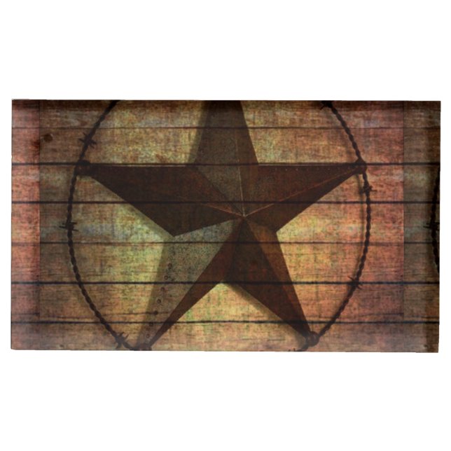 rustic chic barn wood texas star western wedding table card holder (Front)