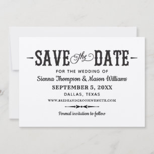 Rustic Chic Black Script Kraft Paper Wedding Save The Date