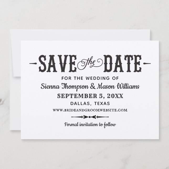 Rustic Chic Black Script Kraft Paper Wedding Save The Date (Front)