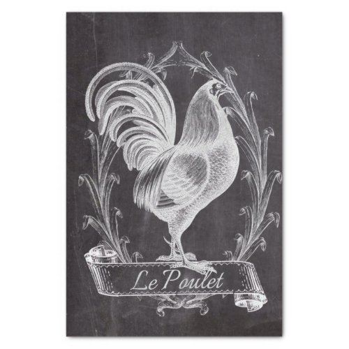 rustic chic blackboard french country rooster tissue paper