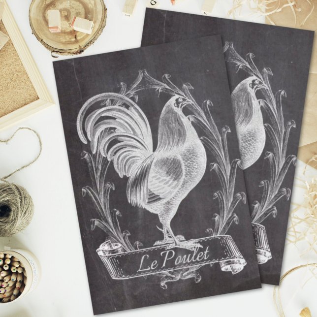 rustic chic blackboard french country rooster tissue paper (rustic chic blackboard french country rooster tissue paper)