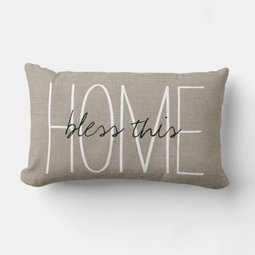 Rustic Chic Bless This Home Lumbar Pillow