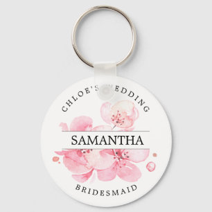 Rustic Chic Blush Pink Floral Personalized Keychain