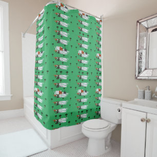 Rustic Chic Brushstroke and Tree Shower Curtain