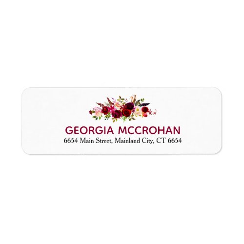 Rustic Chic Burgundy Marsala  Return Address Label