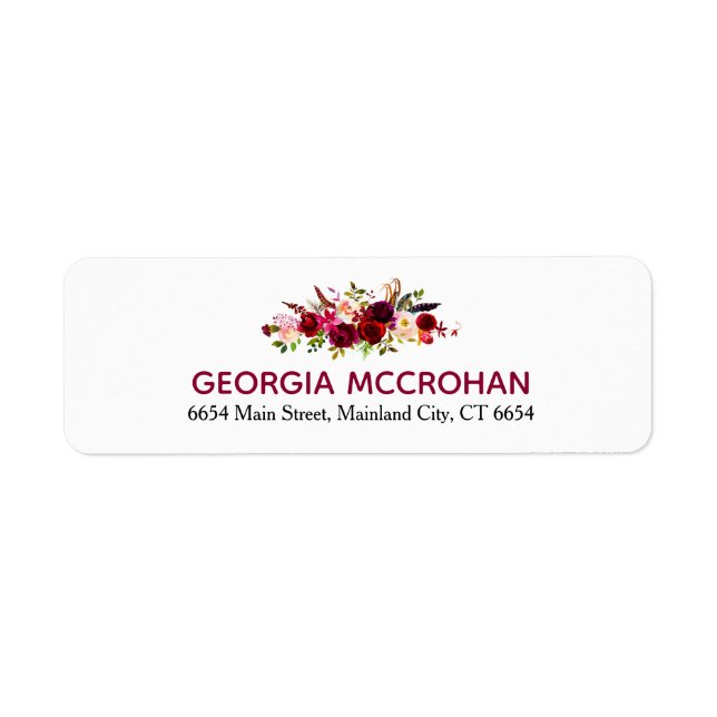 Rustic Chic Burgundy Marsala  Return Address Label (Front)