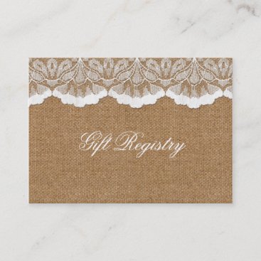 Rustic Chic burlap and lace country wedding Business Card