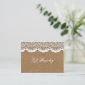 Rustic Chic burlap and lace country wedding Business Card (Standing Front)