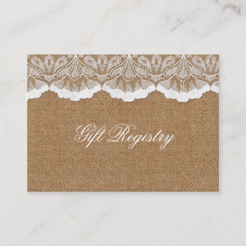 FAUX lace and burlap Gift registry  Cards Business Card Templates