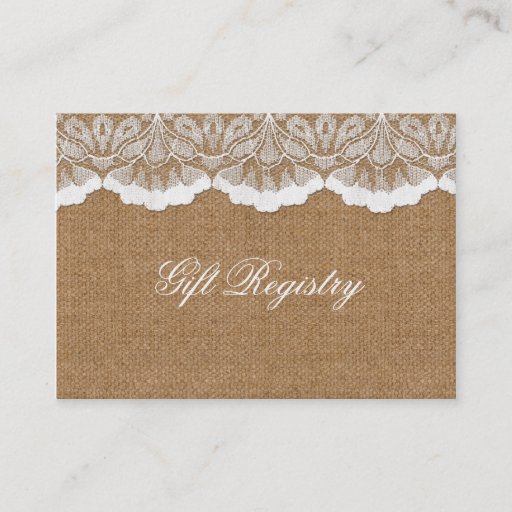 Customizable FAUX lace and burlap Gift registry  Cards Business Card Templates