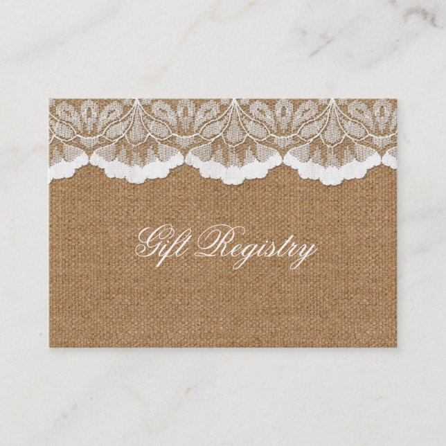 Rustic Chic burlap and lace country wedding Business Card (Front)