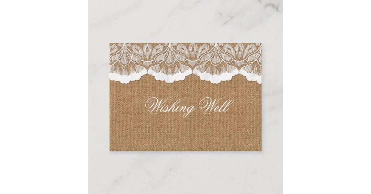 Rustic Chic burlap and lace country wedding Enclosure Card | Zazzle