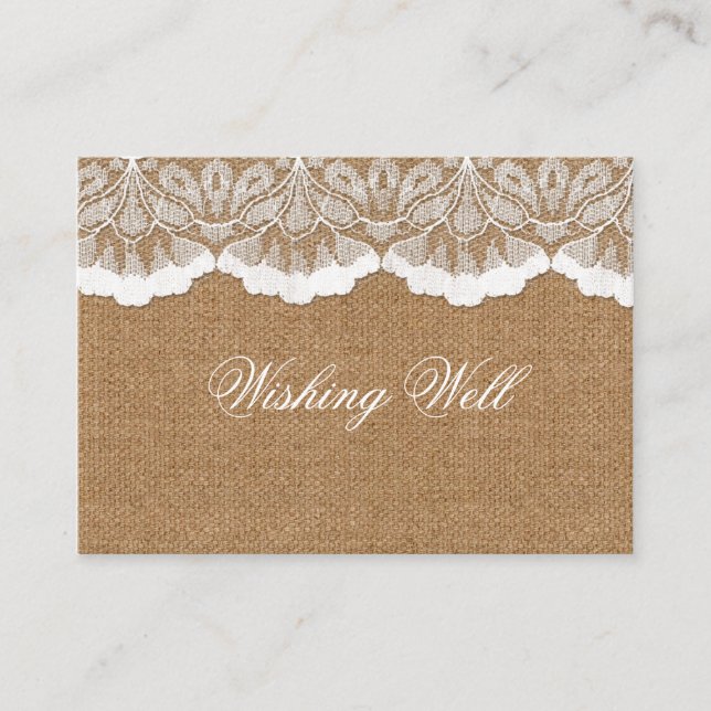 Rustic Chic burlap and lace country wedding Enclosure Card (Front)
