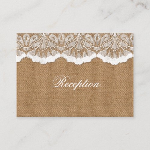 FAUX lace and burlap wedding Reception Cards Business Card Template