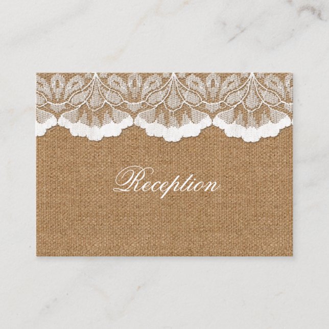 Rustic Chic burlap and lace country wedding Enclosure Card (Front)