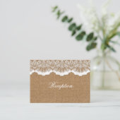 Rustic Chic burlap and lace country wedding Enclosure Card (Standing Front)