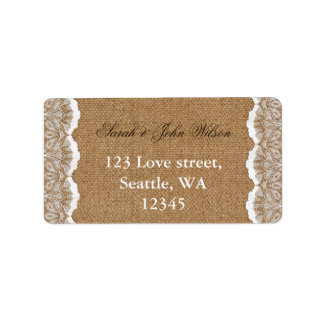 Rustic Chic burlap and lace country wedding Label