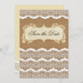 Rustic Chic burlap and lace country wedding Save The Date (Front/Back)