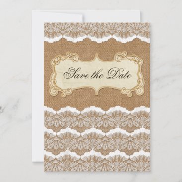 Rustic Chic burlap and lace country wedding Save The Date