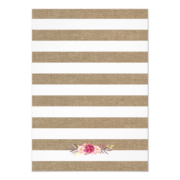 Rustic Chic Burlap Stripes Floral Engagement Party Invitation