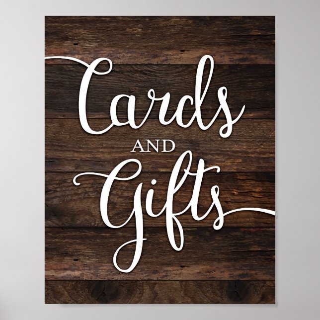 Rustic Chic CARDS AND GIFTS Sign Print (Front)