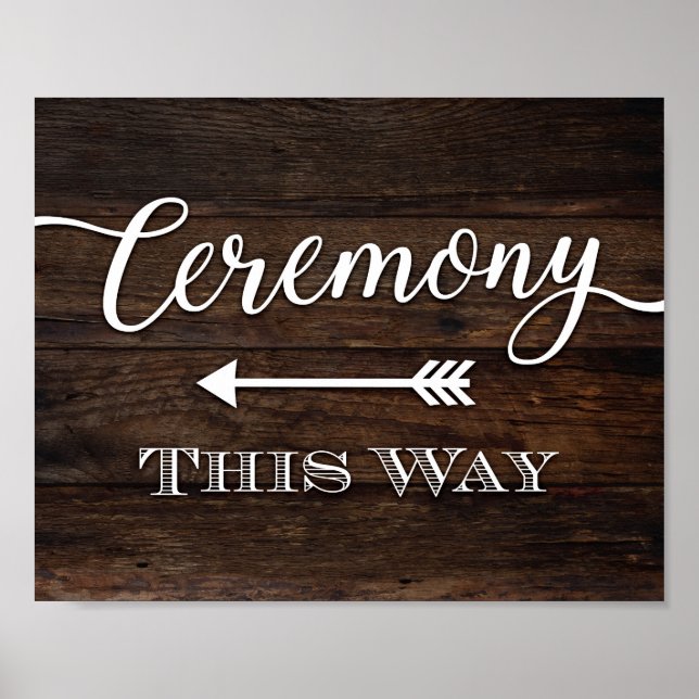 Rustic Chic CEREMONY THIS WAY Sign Print LEFT (Front)