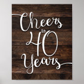 Rustic Chic CHEERS TO 40 YEARS Print | Zazzle